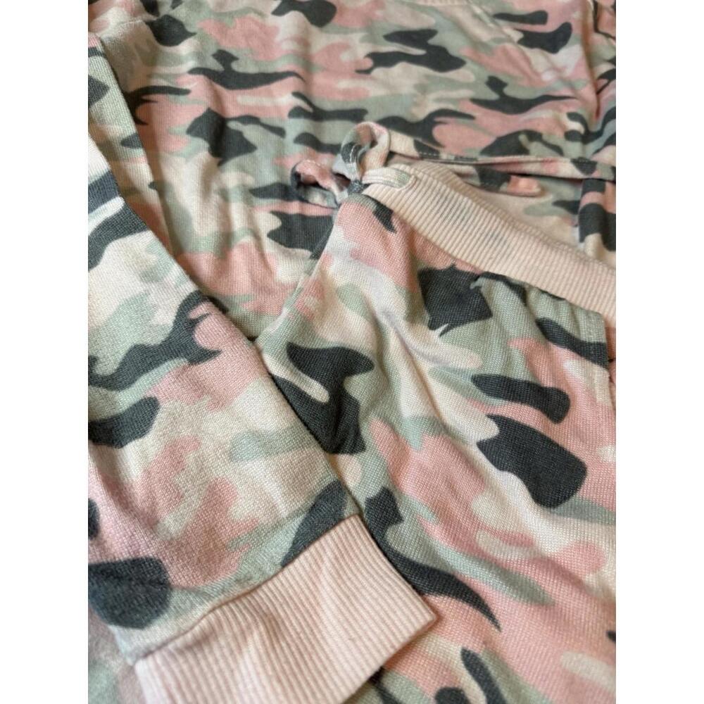 MUK LUKS  Hacci Knit Novelty Pajama Set Pink Camo Medium - Picture 2 of 12